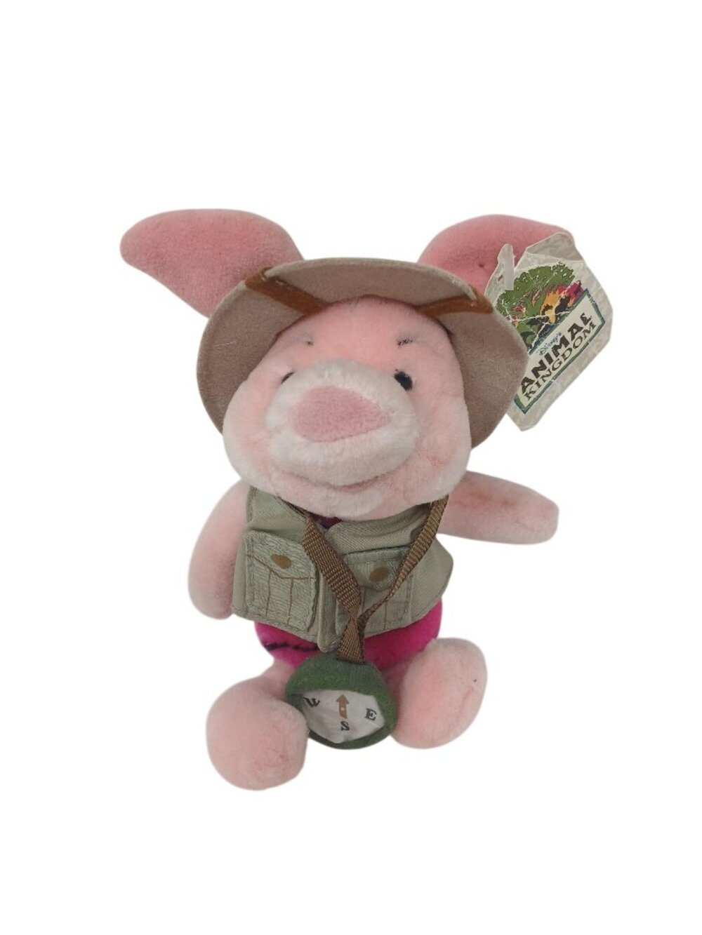 Disney Animal Kingdom Safari Piglet Plush Hat & Compass 9" Pink Plush Animal D13